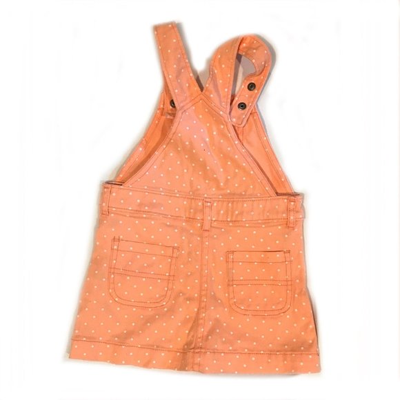 Carter's Baby Girls Peach Polka Dot Overalls - 12m - Picture 2 of 2